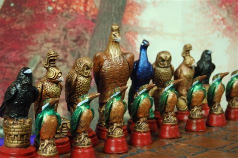 Large Birds Chess Set Customisable Colours Pieces Etsy