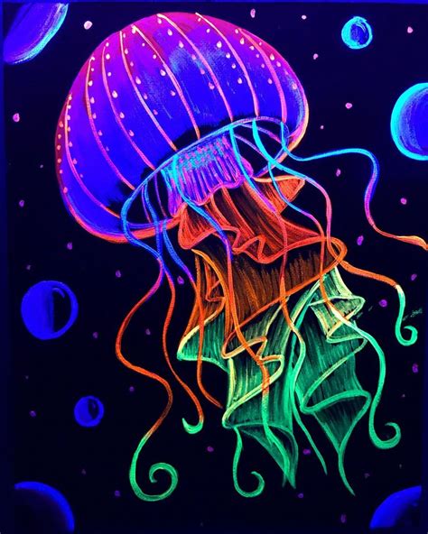 Pin By Mirta Andrada Serb On Fondo De Mar Neon Painting Jellyfish