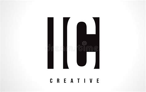 Ic I C White Letter Logo Design With Black Square Stock Vector