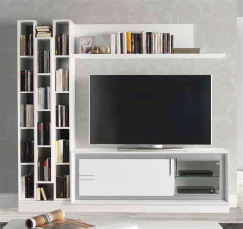 Mueble Tv Con Estante Y Librería Realizado En Madera De Haya De Primera