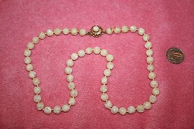 Vintage Hand Knotted Round Mother Of Pearl Beads Necklace EBay