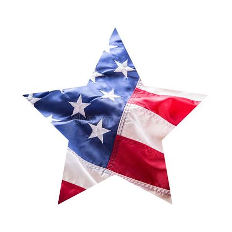American Flag In Star Shape Isolated On White Background Stock Photo