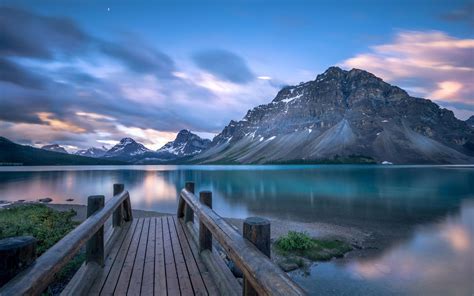 Wallpaper Canada Bow Lake Pier 1920x1200 Hd Picture Image