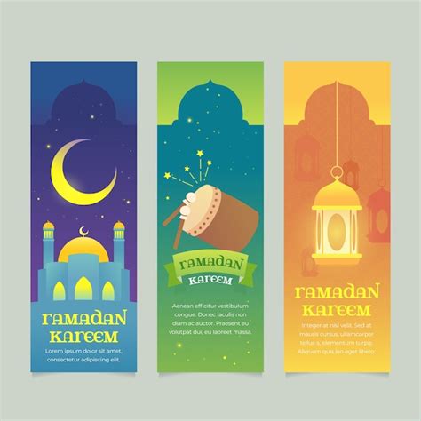 Ramadan Banners Set Flat Design Free Vector