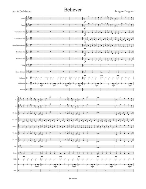 Believer By Imagine Dragons Sheet Music For Tuba Flute Clarinet In B