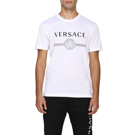 Versace Outlet T Shirt Men T Shirt Versace Men White T Shirt Versace A83159 A228806 Giglio En