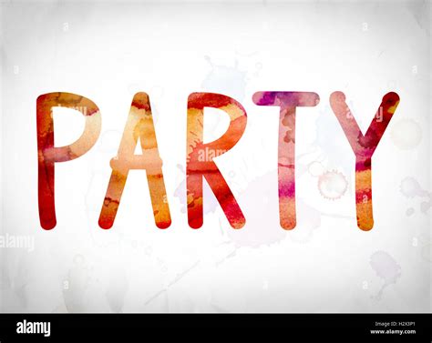 The Word Party Written In Watercolor Washes Over A White Paper