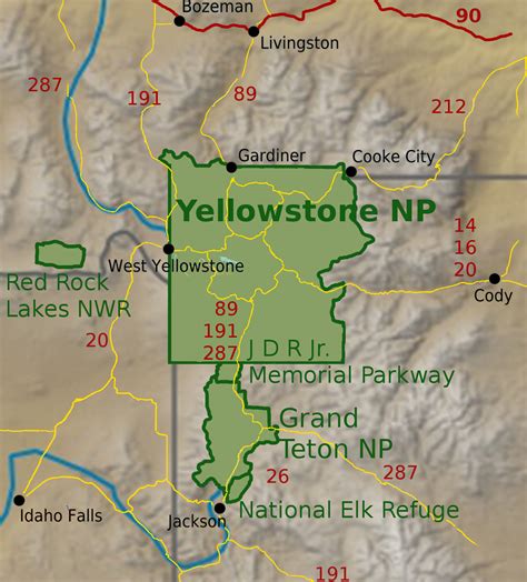 yellowstone national park map location usa london top attractions map