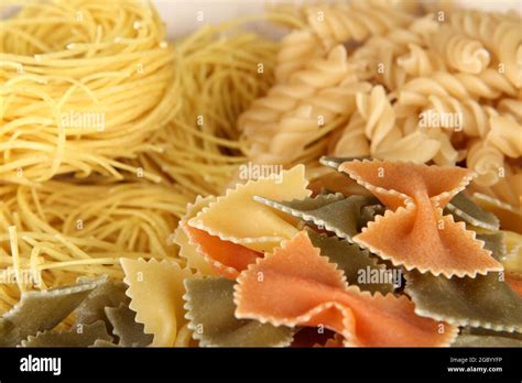 Different Types Of Pasta Close Up Stock Photo Alamy