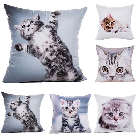 Lovely Cat Pillow Case White Couple Lovers T Pillow Throw Pillowcase