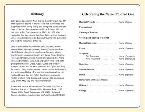 Celebration Of Life Funeral Program Template Funeral Programs