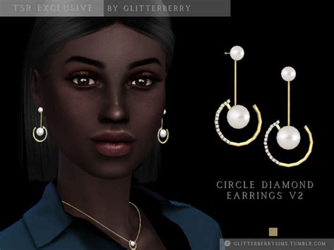 The Sims Resource Circle Diamond Earrings V2