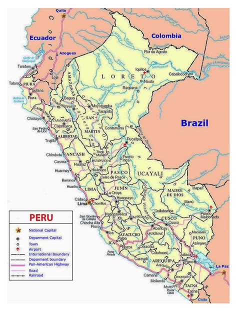 Political And Administrative Map Of Peru Peru South America