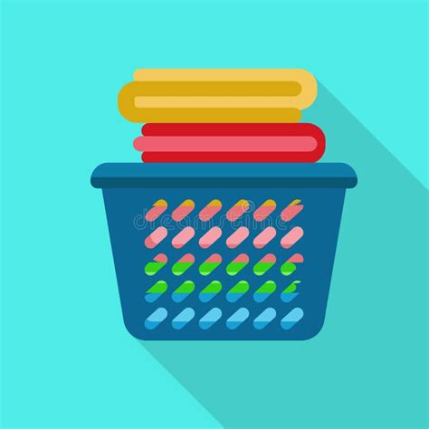 Clean Clothes Basket Icon Flat Style Stock Vector Illustration Of