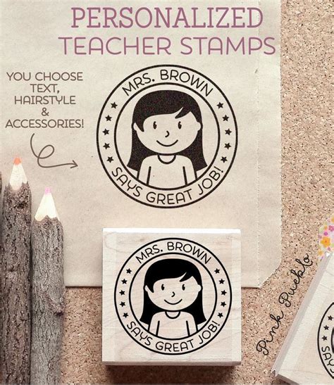 Personalized Female Teacher Rubber Stamp Custom Teacher Stamp