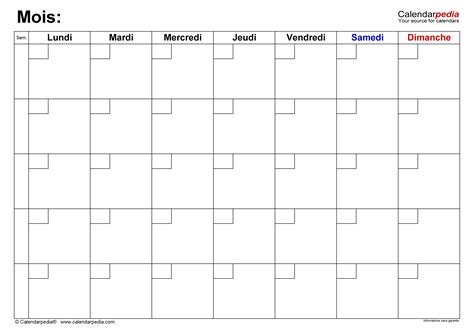 Planning Mensuel Calendarpedia Com