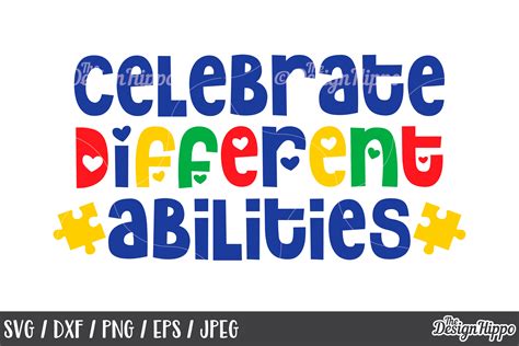Autism, Celebrate Different Abilities SVG DXF PNG Cut Files