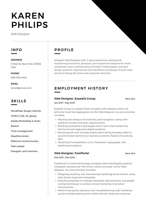 Work closely with clients on concepts and business direction to derive the right type of creative. 12 Free Web Designer Resume Examples [ + 12 Samples ...