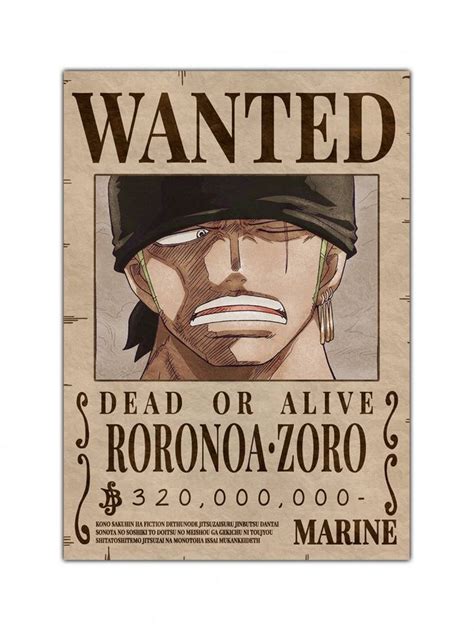 Roronoa Zoro Wanted Bounty Poster Poster Prints Zoro One Piece Roronoa Zoro
