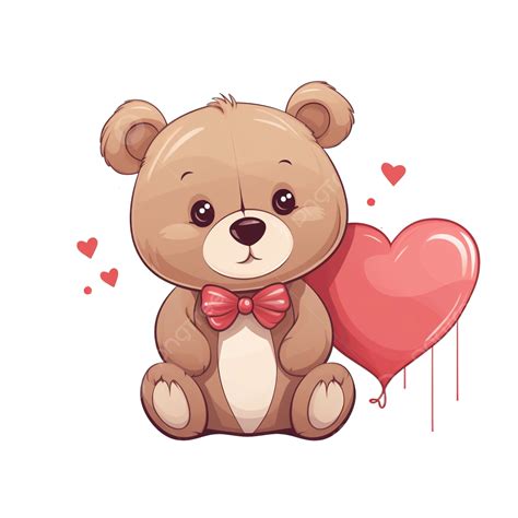 Teddy Bear With Heart Illustration Valentines Love Romance Png