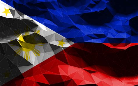 Download Wallpapers 4k Philippine Flag Low Poly Art Asian Countries