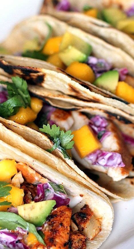 Recipe for cabbage and mango slaw for fish tacos. Grilled Chili-Lime Fish Tacos with Sour Cream Cabbage Slaw ...