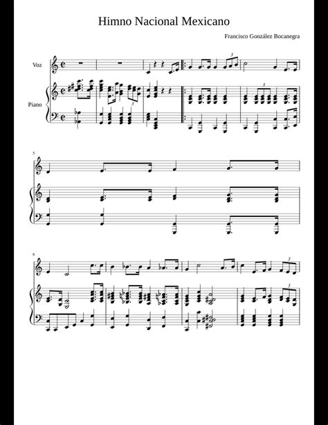 Himno Nacional Mexicano Sheet Music For Piano Percussion Download Free