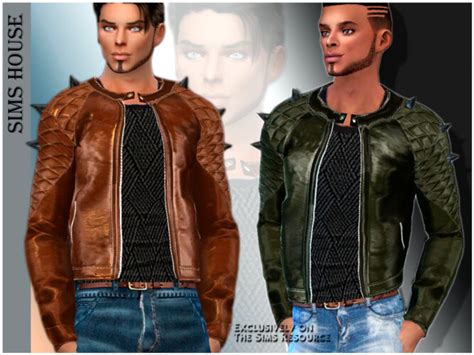 Mens Studded Leather Jacket And Sweater By Sims House At Tsr Sims 4