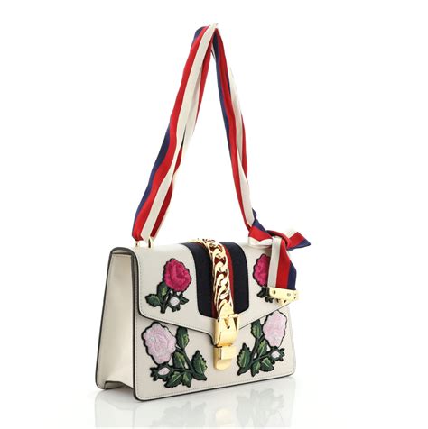 Gucci Sylvie Shoulder Bag Embroidered Leather Small Multicolor 71356229