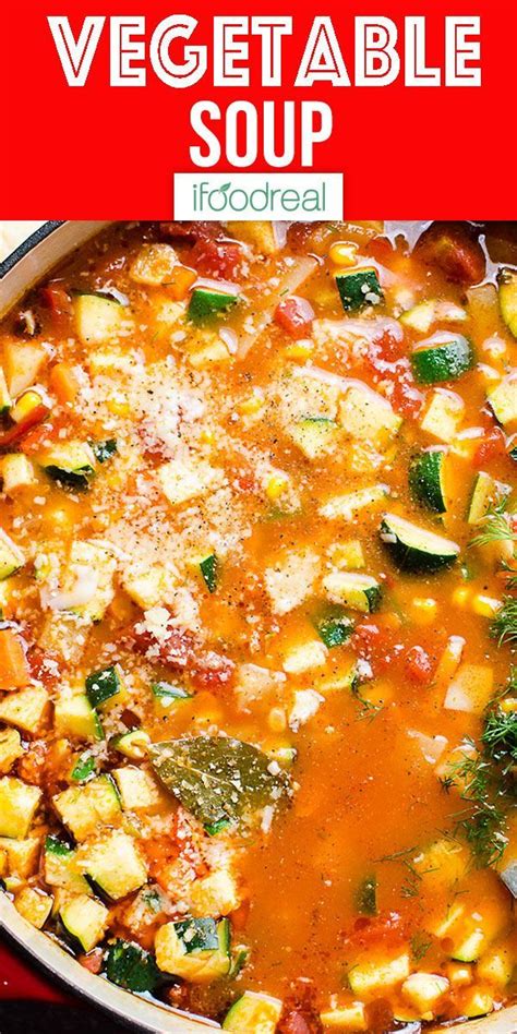 It's packed with vegetables like carrots, sweet potatoes, tomatoes, green beans, and more. Vegetable Soup - iFOODreal - Healthy Family Recipes | Easy vegetable soup, Vegetable soup crock ...