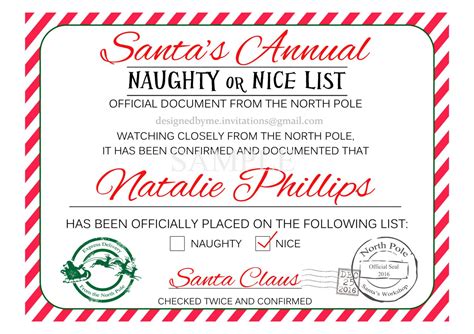 Santa Naughty Or Nice List Printable