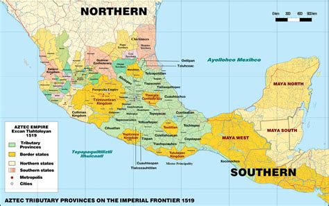 Aztec Cities Map Tenochtitlan Mexico Map Mexico