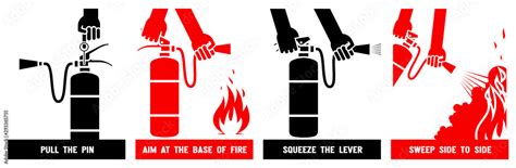 Fire Extinguisher Label Fire Extinguisher Instruction Signs Vector Illustration Stock Vector