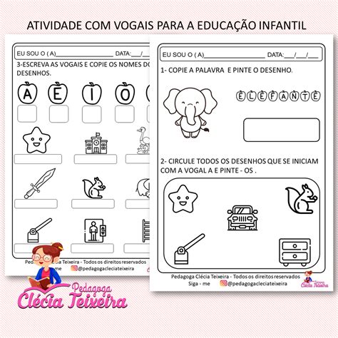Atividades Vogais Educação Infantil Vogal E Clécia Teixeira