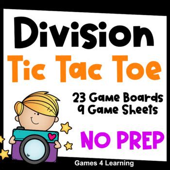 1st grade math worksheets arranged according to grade 1 topics. Printable Tic Tac Toe Math Games for Division Fact Fluency Practice