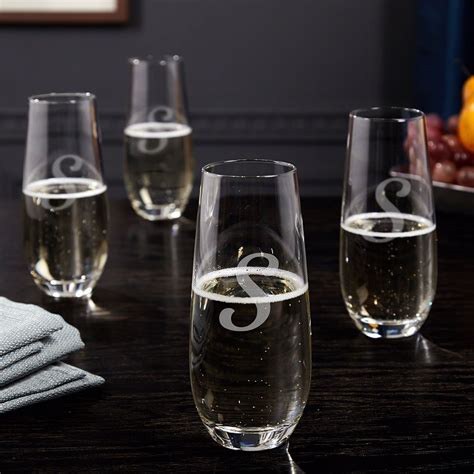 Reims Engraved Stemless Champagne Flutes Set Of 4