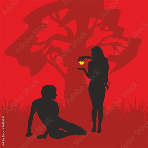Adam And Eve Silhouette Hand Drawn Stock Image And Royalty Free