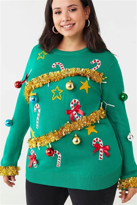 Plus Size Christmas Tree Sweater Dress Forever 21 Ugly Christmas Tree