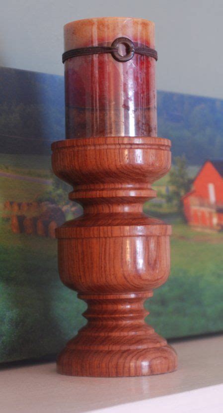Stocking up on various wooden candlesticks and candle cups? Wood turned cherry candle stand | Wood pillar candle ...