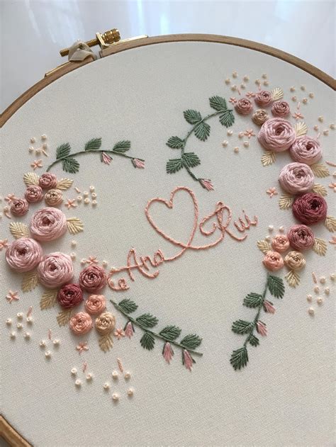 Floral Heart Embroidery Hoop Art Flower Embroidery Hoop Etsy