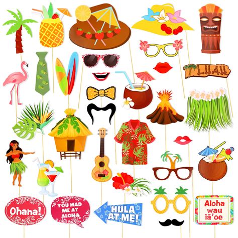 Buy Phogary Hawaii Luau Party Photo Booth Props Kit Luau Party Supplies