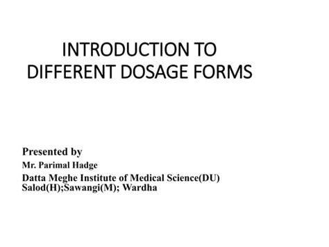 1 Introduction To Different Dosage Form Part 1ppt