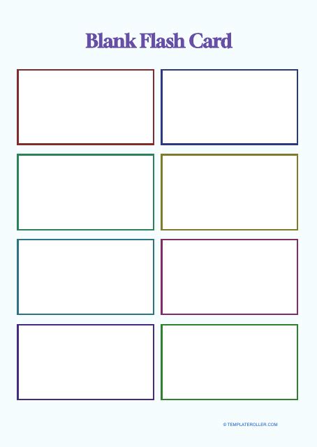 Blank Flash Card Template Download Printable Pdf Templateroller