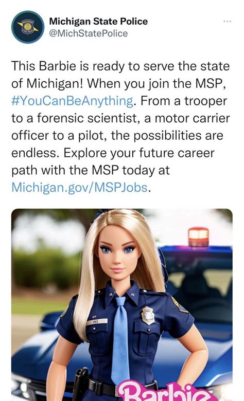 Michigan State Police Back Away From Barbie Apologize For Social Media Post