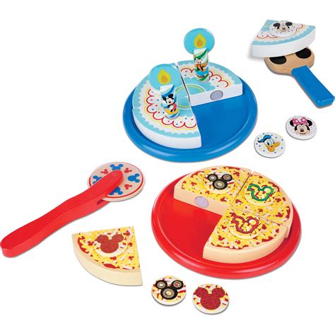 Melissa And Doug Mickey Mouse Wooden Pizza And Birthday Cake Set 32 Pcs