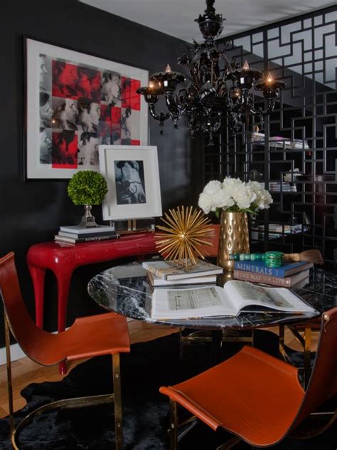 Red kitchen tables bright dining rooms interior desing red rooms dining room inspiration decor room dining room design my living room room set. Contemporary Dining Room With Dramatic Black and Red ...