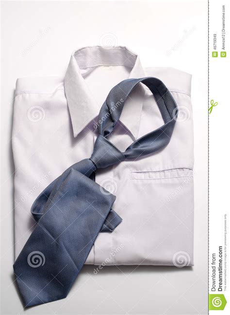 White Shirt With Blue Tie Stock Image Image Of Clothing 46719349