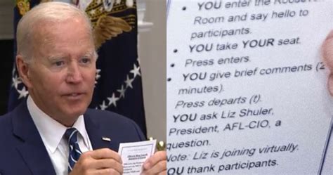 Video Of Biden Reveals That He Has A Cheat Sheet Telling Him You Take Your Seat Among Other