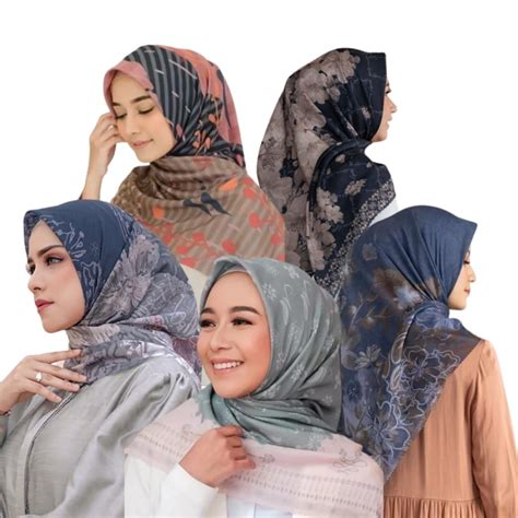 jual termurah hijab segiempat denay motif lacercut jilbab motiv seragaman shopee indonesia
