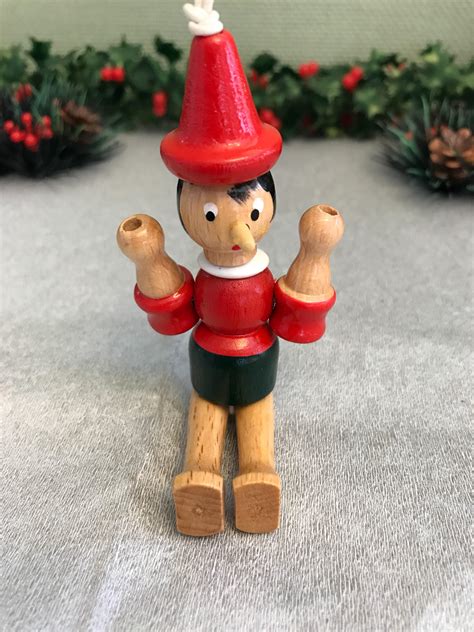 Vintage Puppet Wooden Pinocchio Handpainted Poseable Wooden Ornament